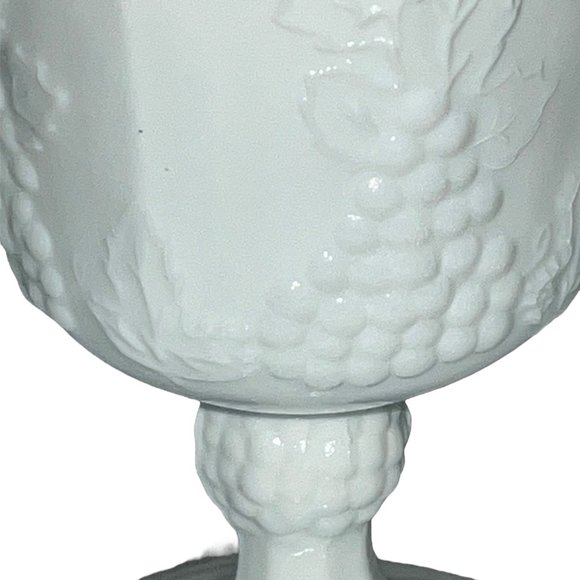 Vtg Indiana Glass Co Set of 2 Milk Glass Colony Grape Harvest Water/Wine Goblets - Picture 3 of 8